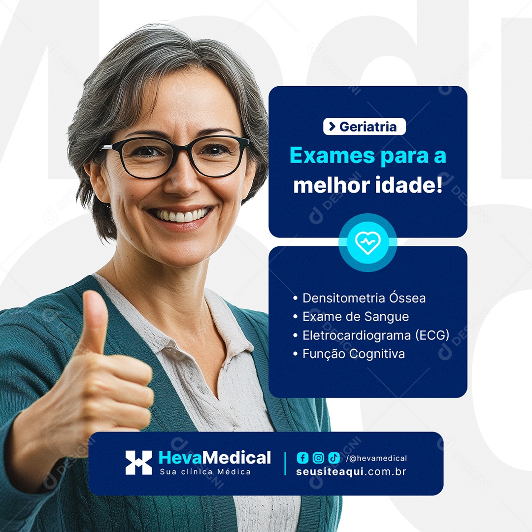 Clínica Médica Geriatria Exames para a Melhor Idade Social Media PSD Editável