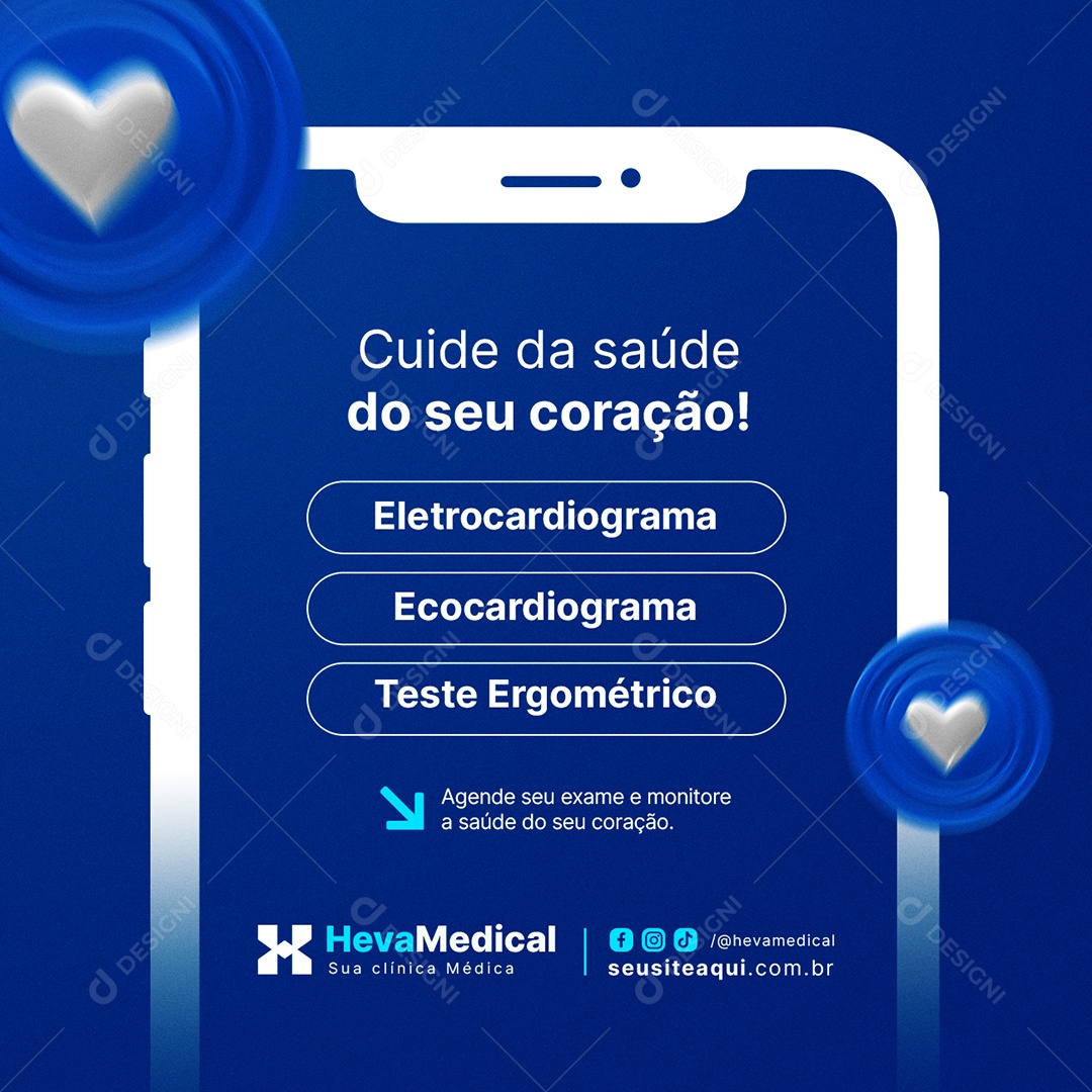 Clínica Médica Cuide da Saúde do Seu Coração Social Media PSD Editável