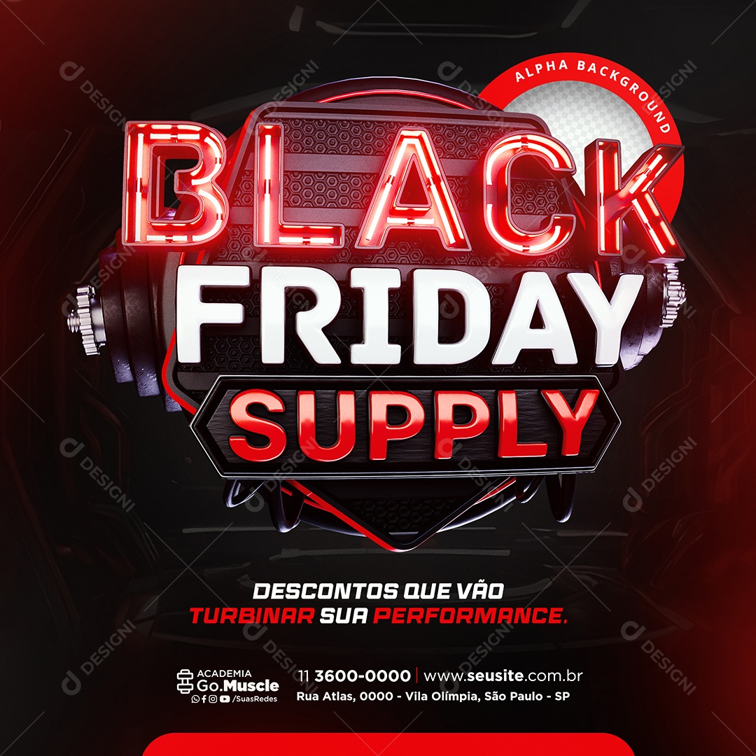Black Friday Supply Descontos Que Vão Turbinar sua Perfomance Social Media PSD Editável