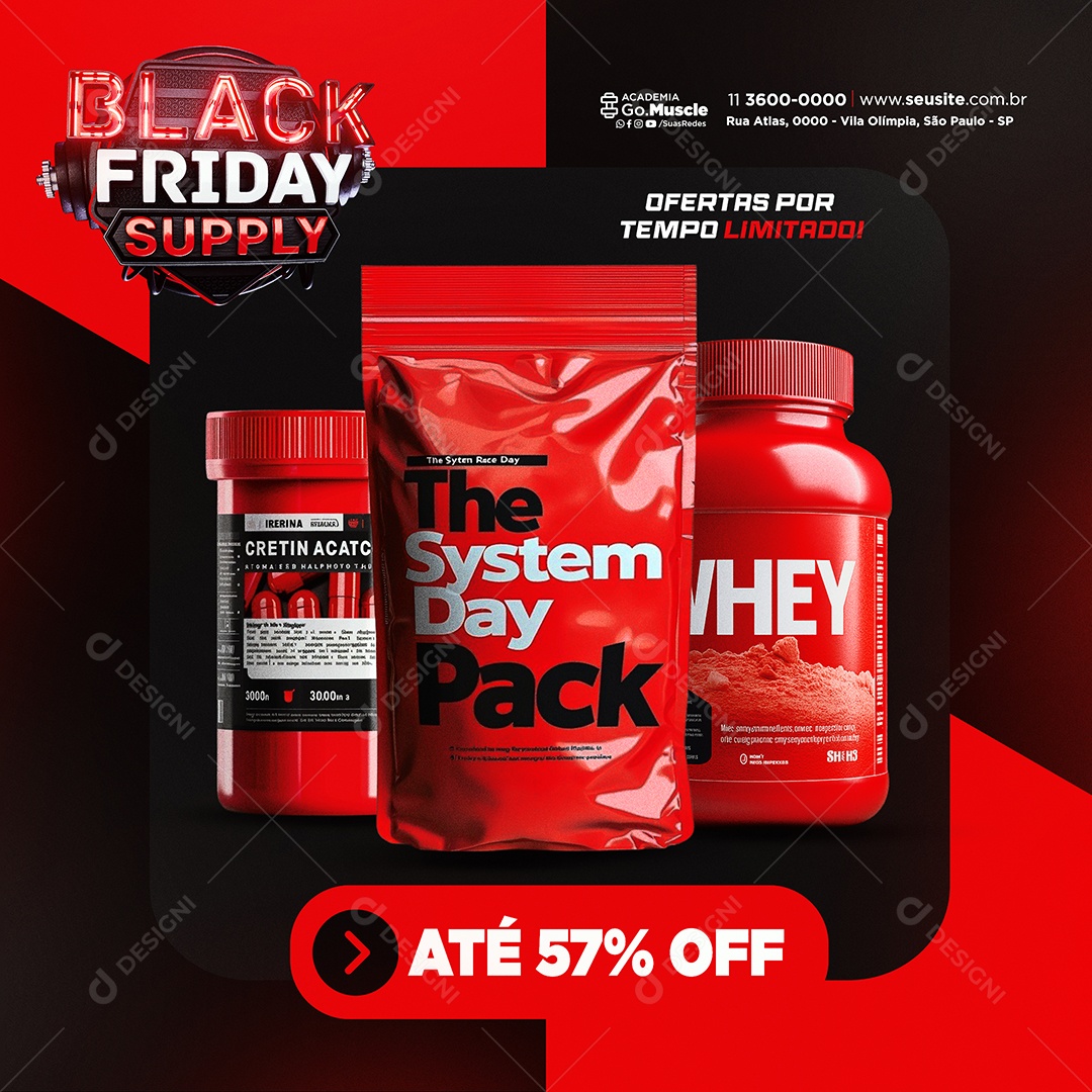 Black Friday Supply Ofertas por Tempo Limitado Social Media PSD Editável