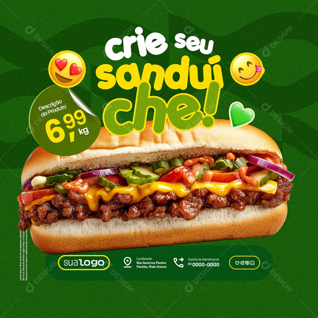 Burguer Crie seu Sanduíche Social Media PSD Editável