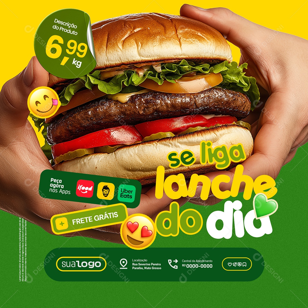 Burguer Se Liga Lanche do Dia Social Media PSD Editável