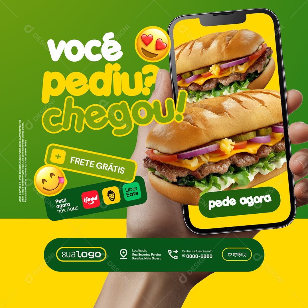 Burguer Você Pediu Chegou Social Media PSD Editável