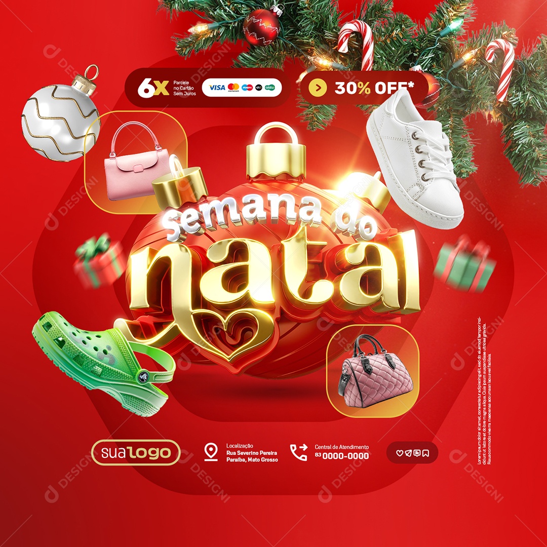 Loja de Calçados Semana do Natal Tênis Bolsas Sandálias Social Media PSD Editável