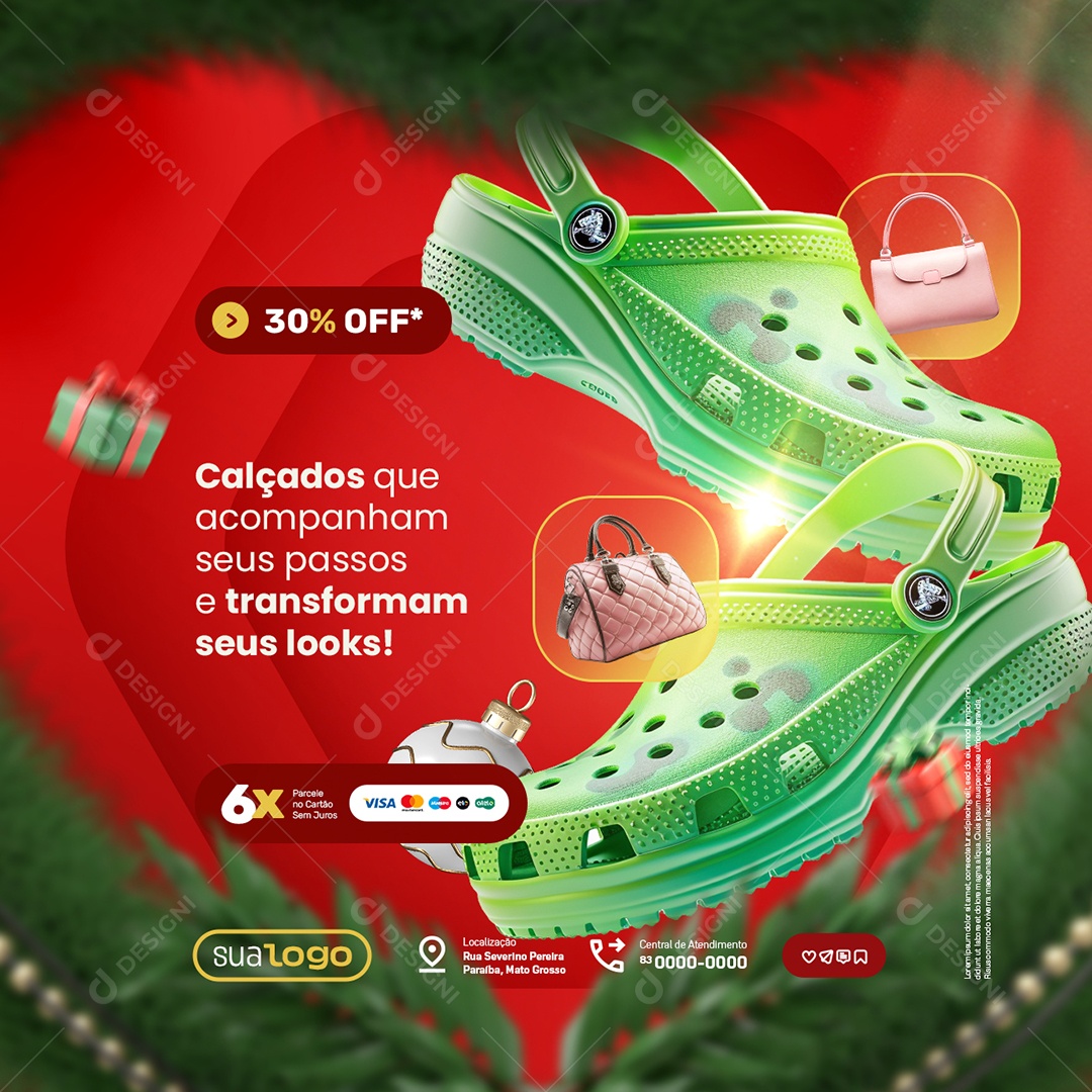 Loja de Calçados Semana do Natal Sandàlias Transformam seus Looks Social Media PSD Editável