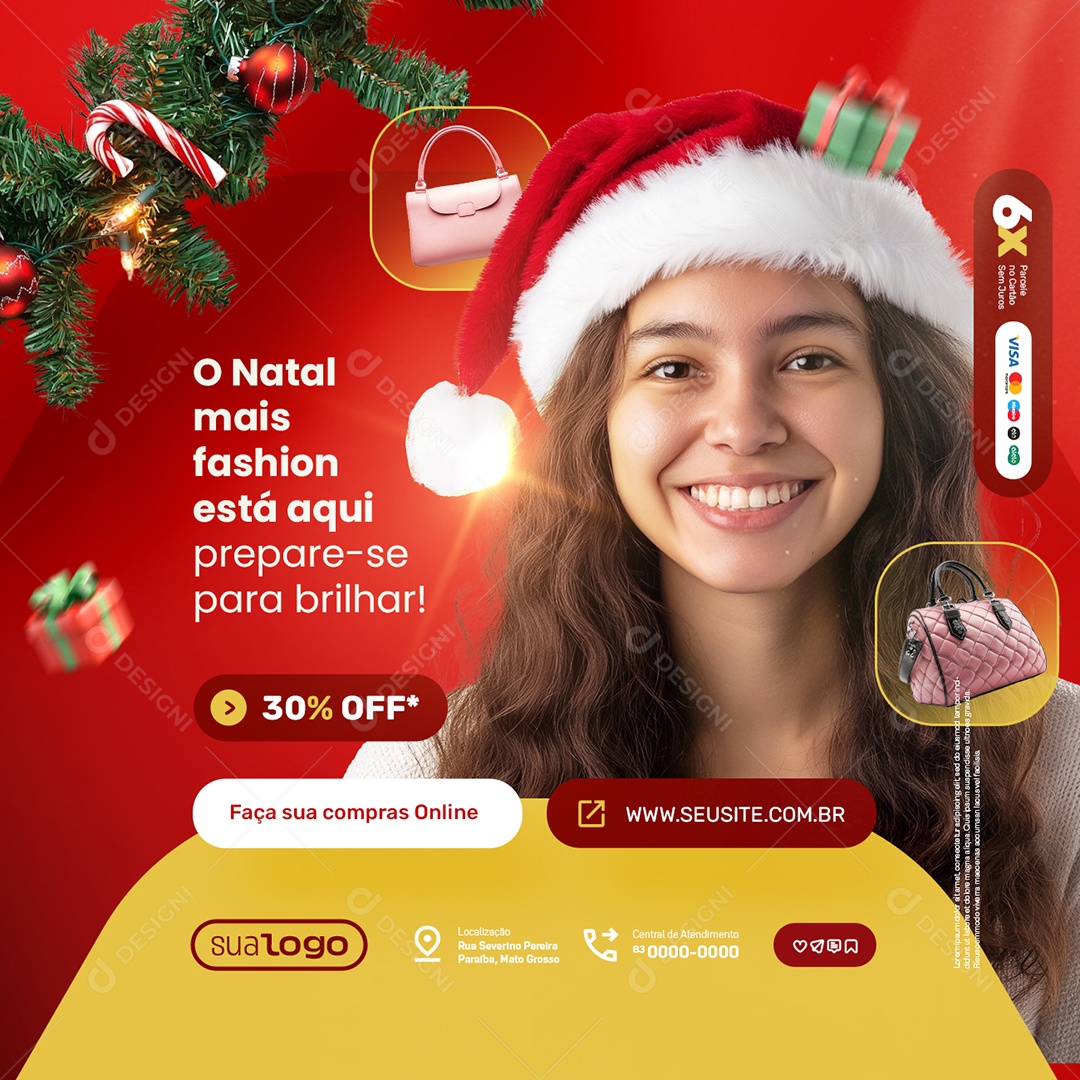 Loja de Calcados Semana do Natal Mais Fashion Está Aqui Social Media PSD Editável