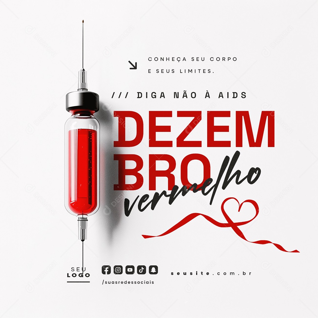 Dezembro Vermelho Diga Não à AIDS Social Media PSD Editável