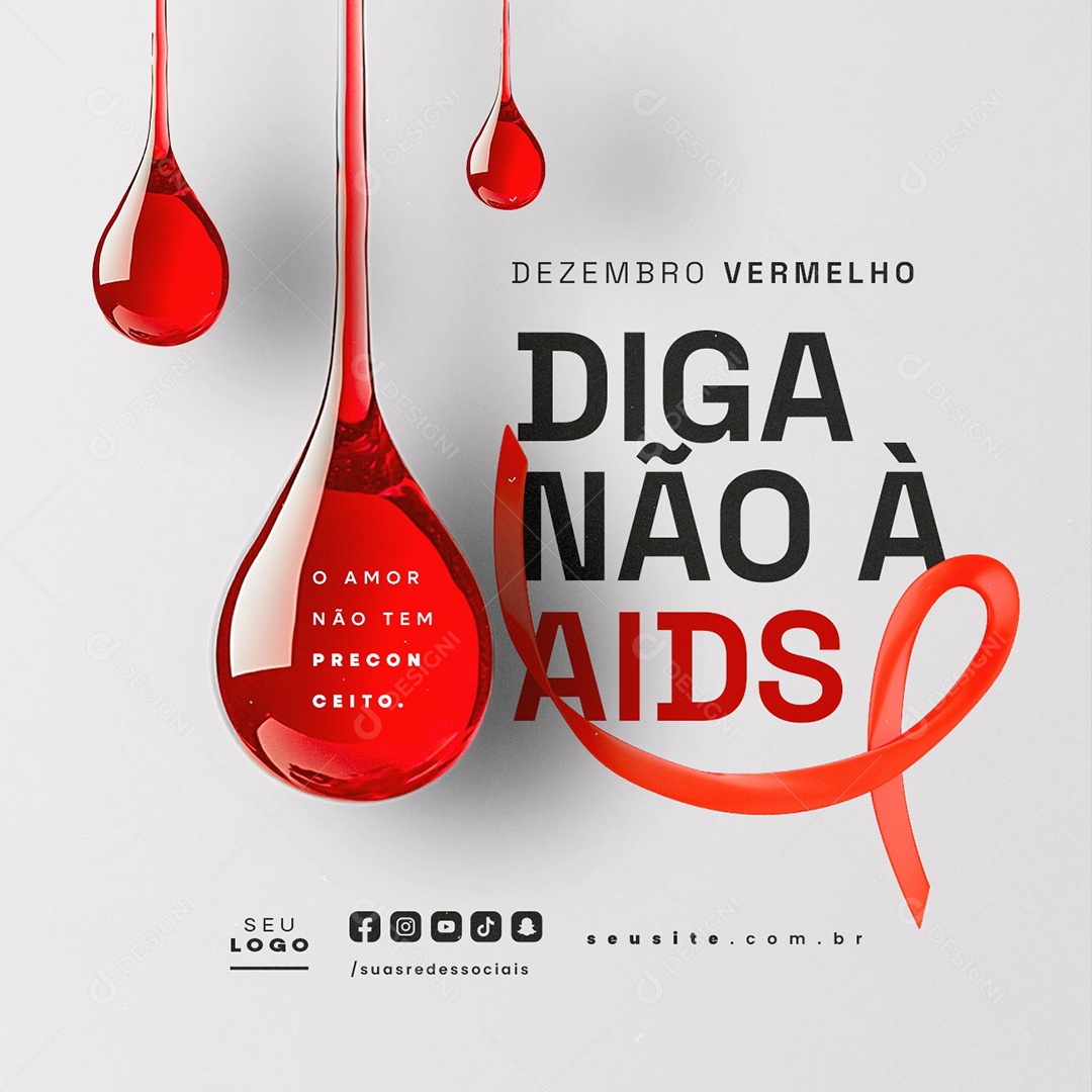 Dezembro Vermelho Diga Não à AIDS Social Media PSD Editável