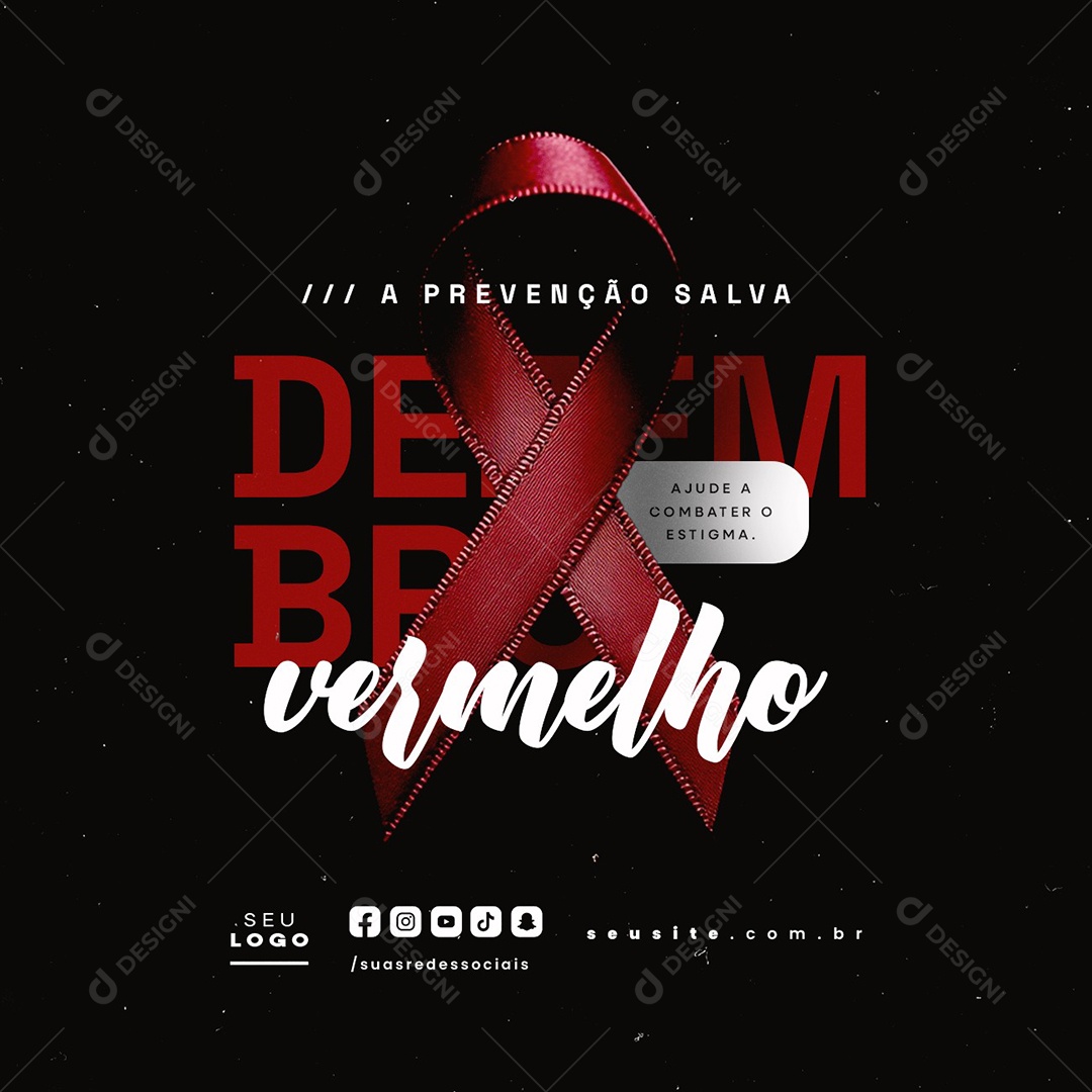 Dezembro Vermelho A Prevenção Salva Social Media PSD Editável