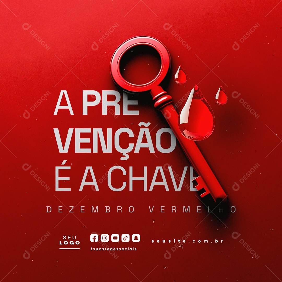 Dezembro Vermelho A Prevenção é a Chave Social Media PSD Editável