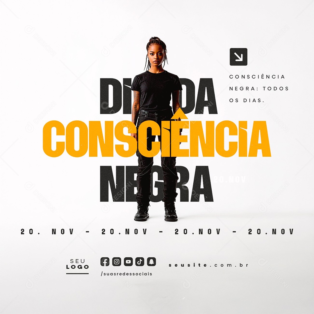 Dia da Consciência Negra 20 de Novembro Social Media PSD Editável