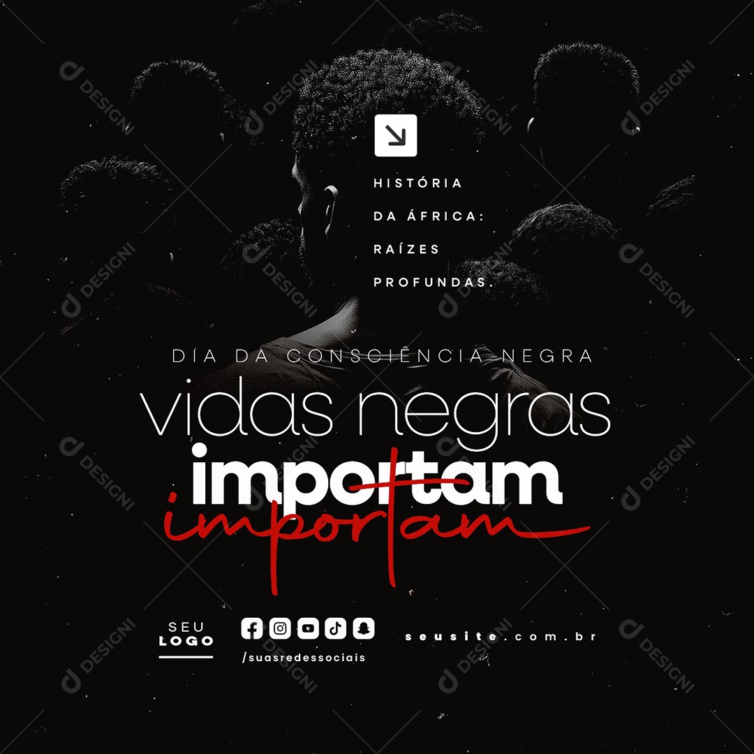 Dia da Consciência Negra 20 de Novembro História da África Social Media PSD Editável
