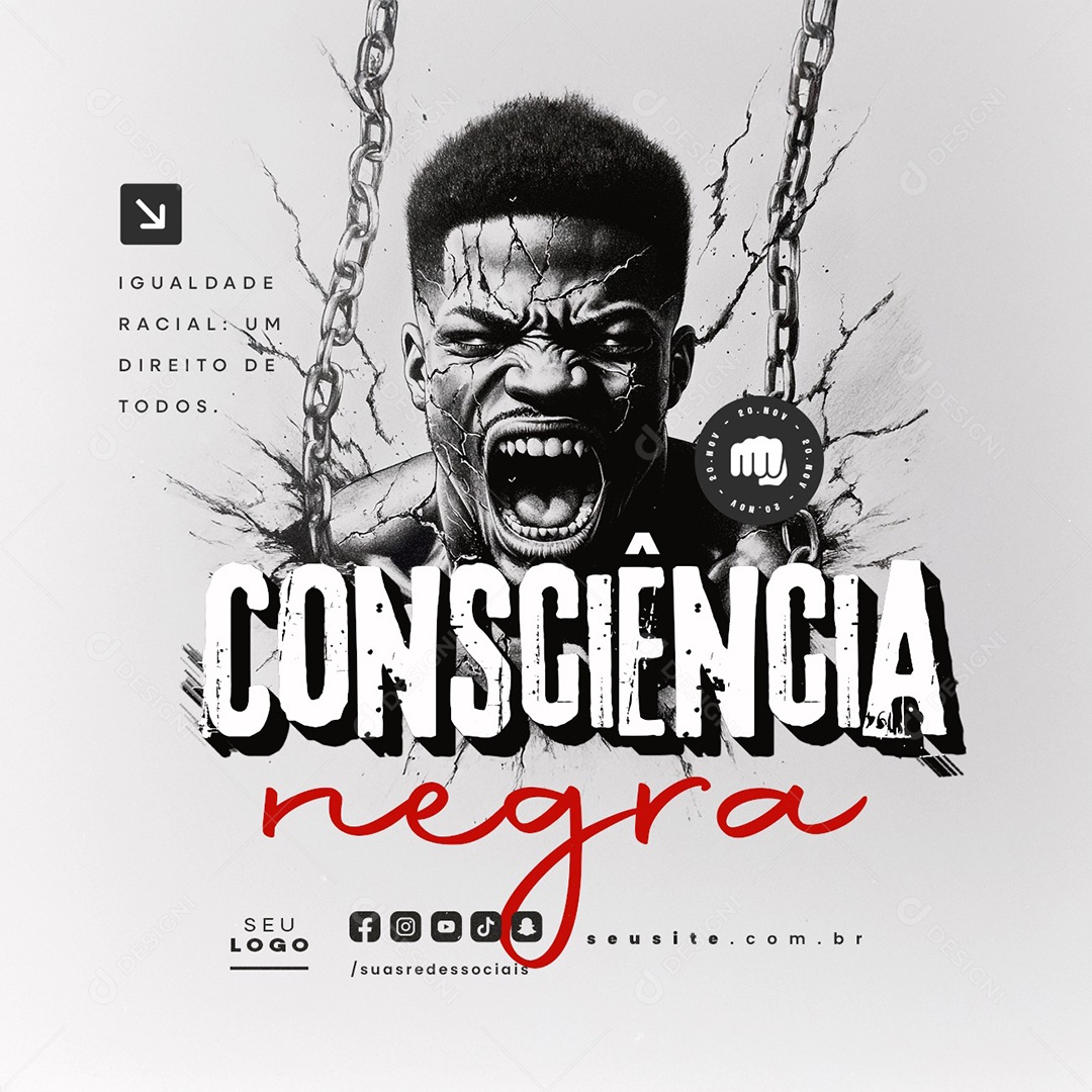 Dia da Consciência Negra 20 de Novembro Social Media PSD Editável