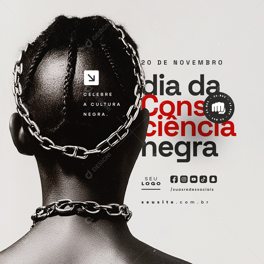 Dia da Consciência Negra 20 de Novembro Celebre a Cultura Negra Social Media PSD Editável