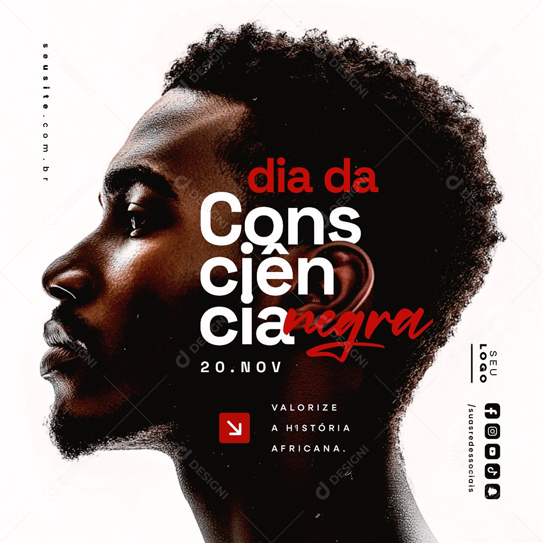 Dia da Consciência Negra 20 de Novembro Social Media PSD Editável