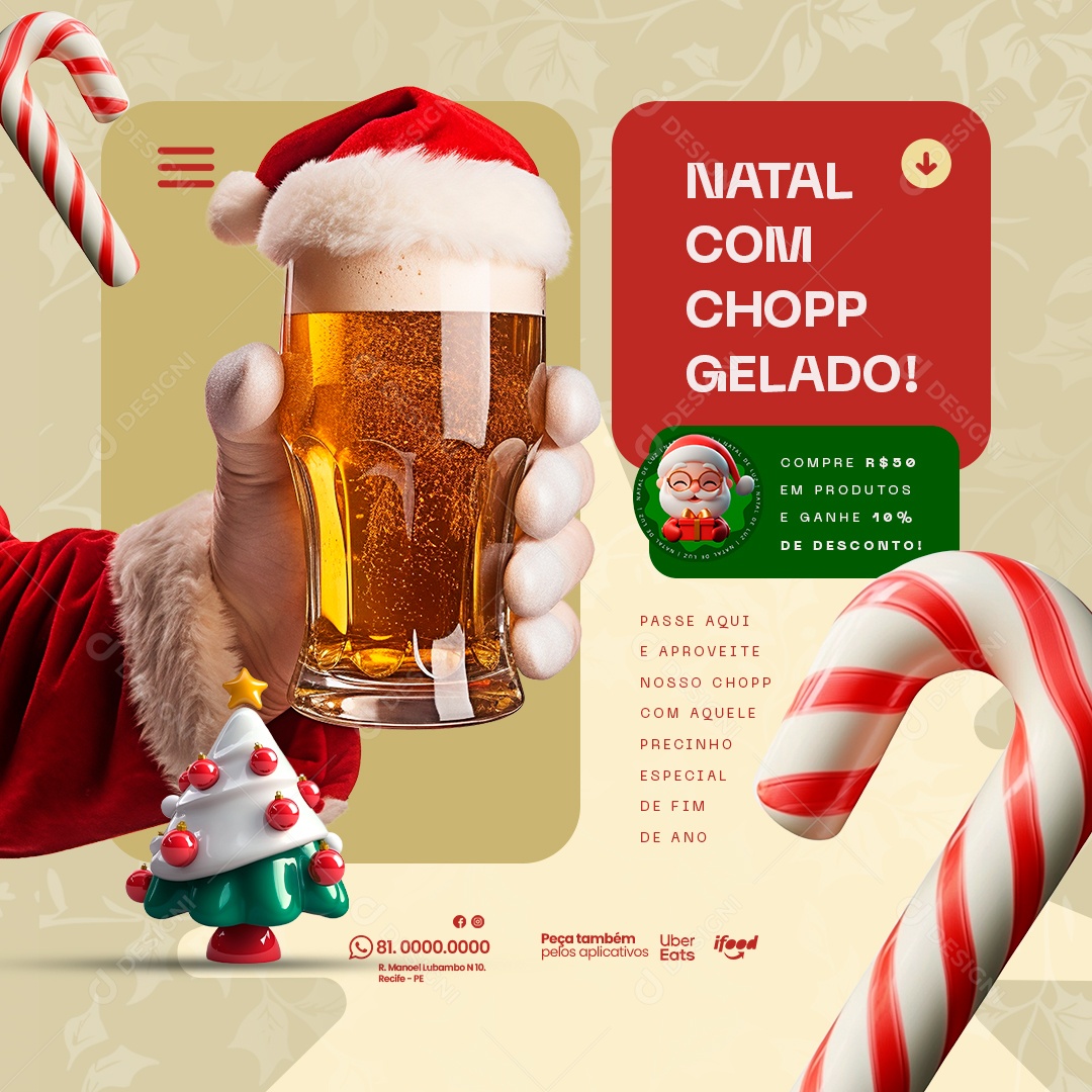 Natal Com Chopp Gelado Cervejaria Social Media PSD Editável