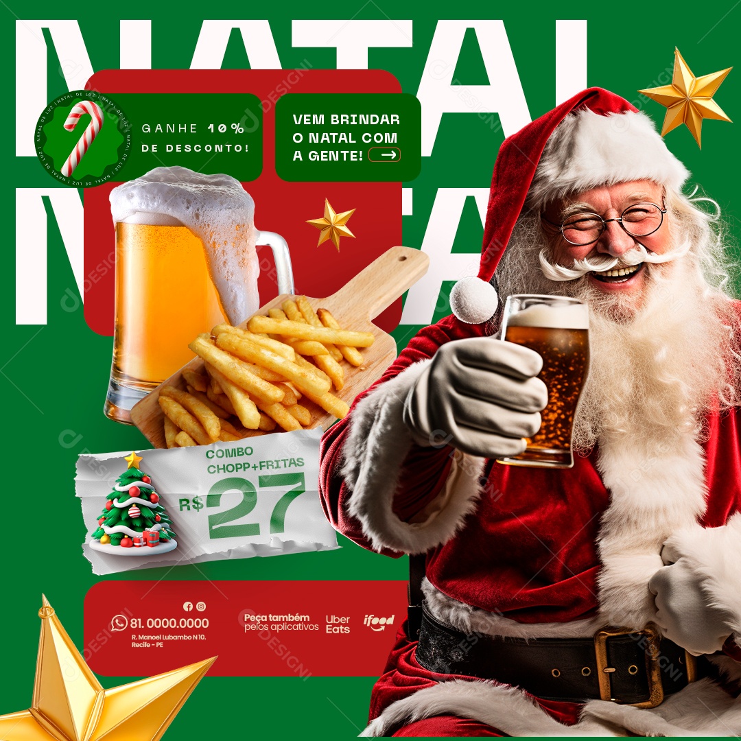 Cervejaria Vem Brinda o Natal Com a Gente Social Media PSD Editável