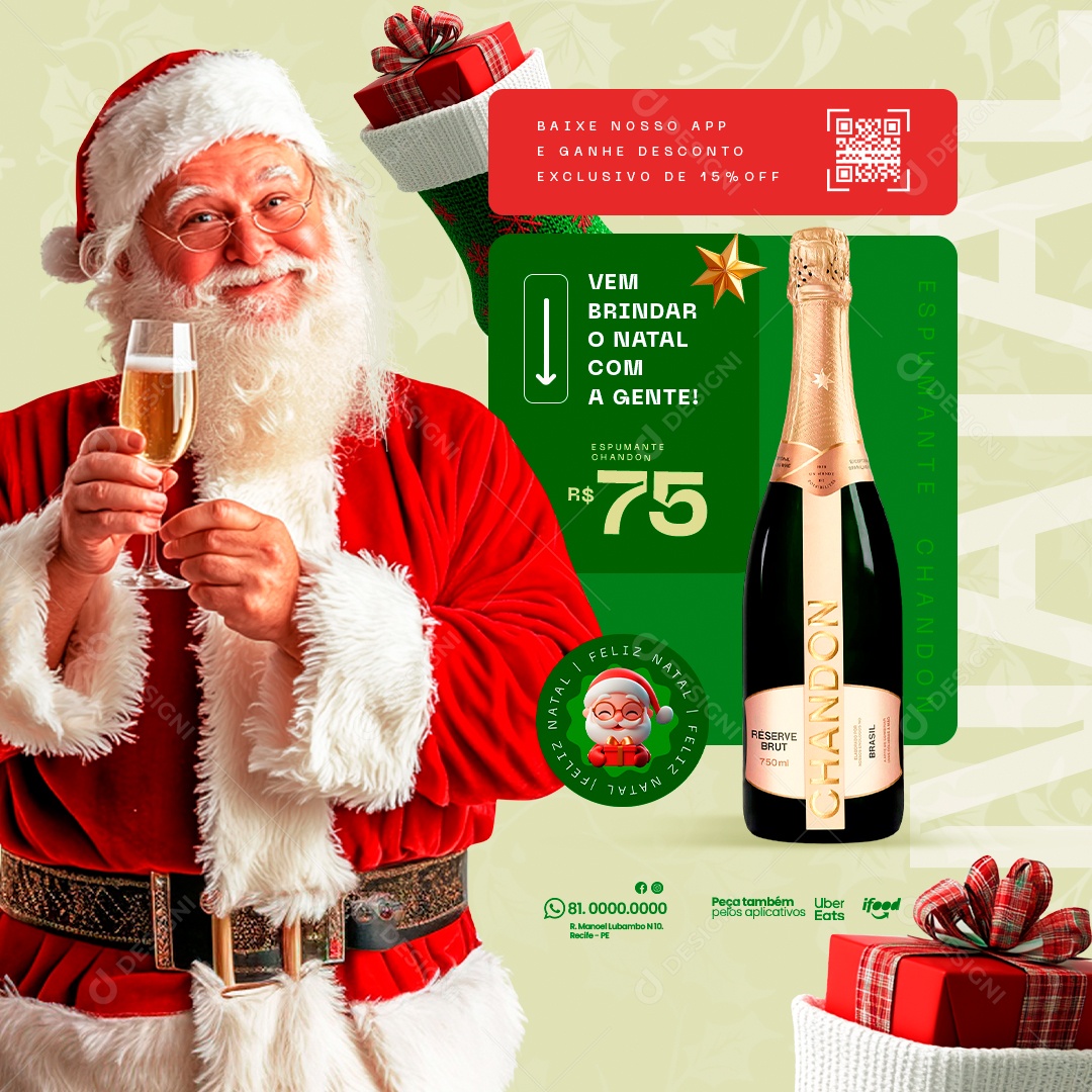 Cervejaria Vem Brinda o Natal Com a Gente Social Media PSD Editável