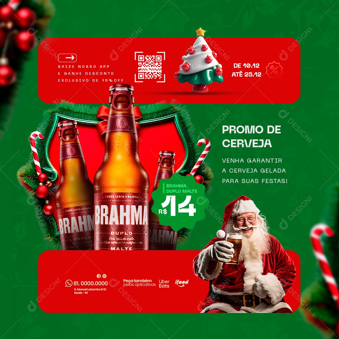 Cervejaria Natal Promo da Cerveja Social Media PSD Editável