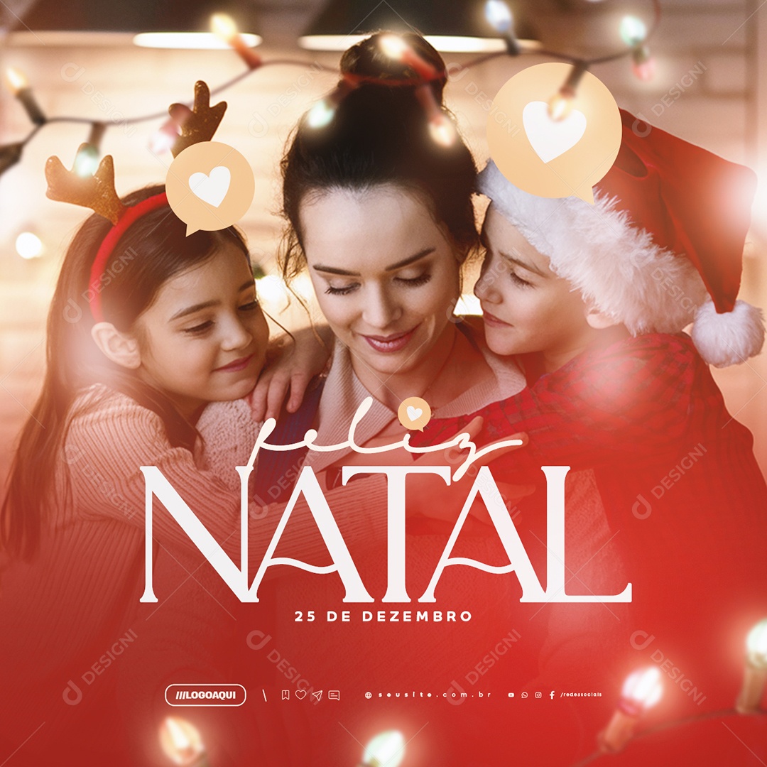 Feliz Natal 25 de Dezembro Um Natal Cheio de Carinho e Afeto Social Media PSD Editável