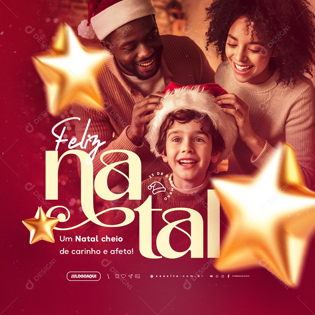 Feliz Natal 25 de Dezembro O Amor é o Maior Presente para Este Natal Social Media PSD Editável