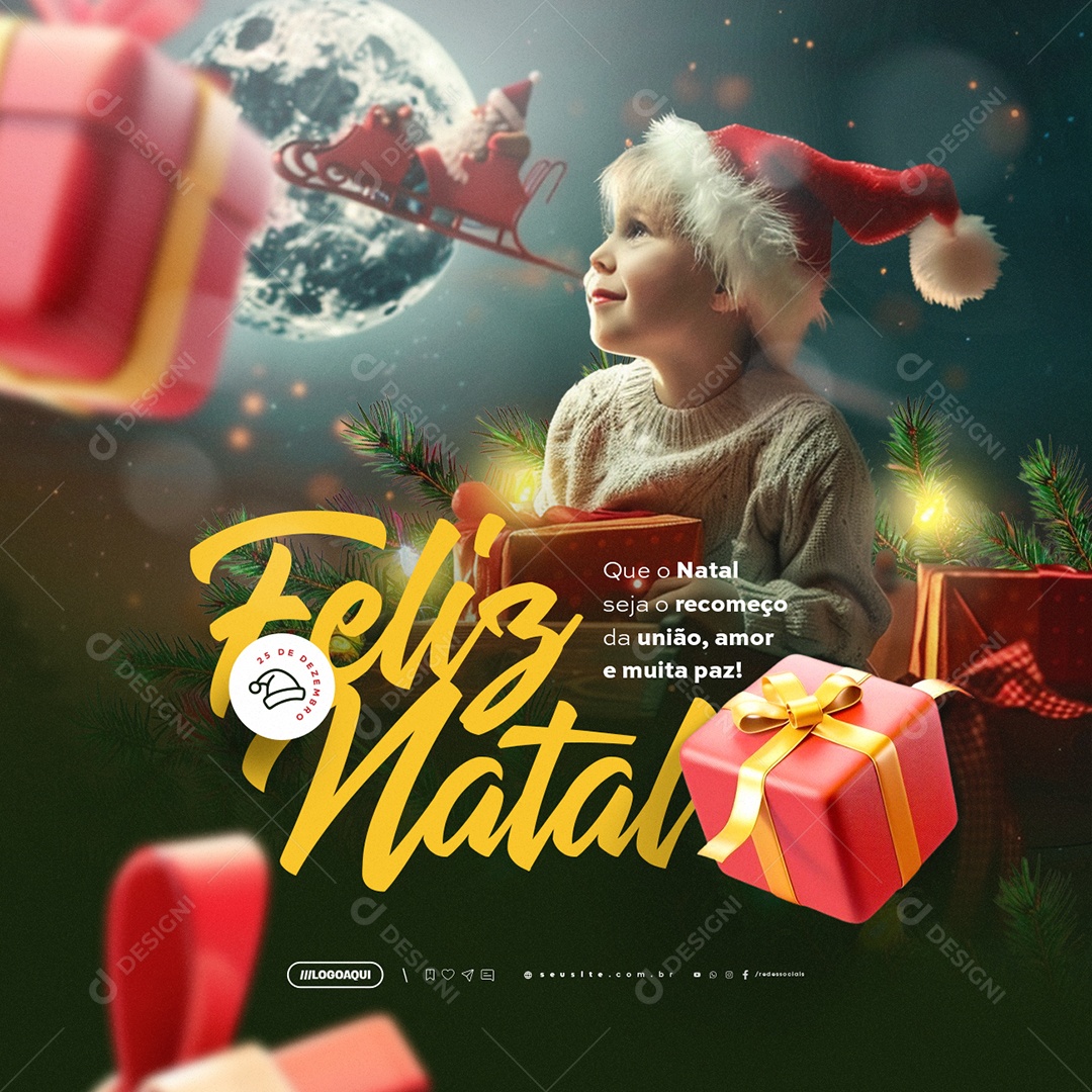 Feliz Natal 25 de Dezembro Seja o Recomeço da União Social Media PSD Editável