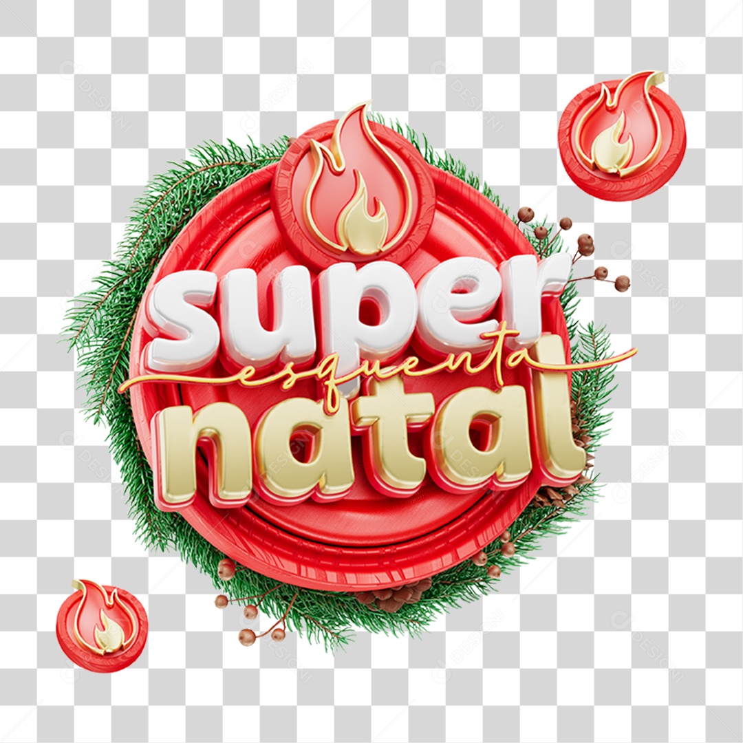 Selo 3D Super Esquenta Natal PNG Transparente