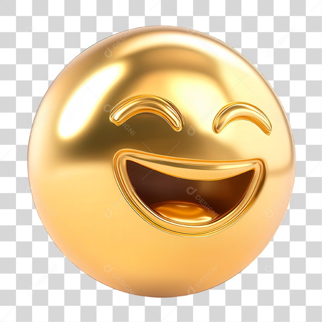 Emoji Dourado Sorrindo PNG Transparente