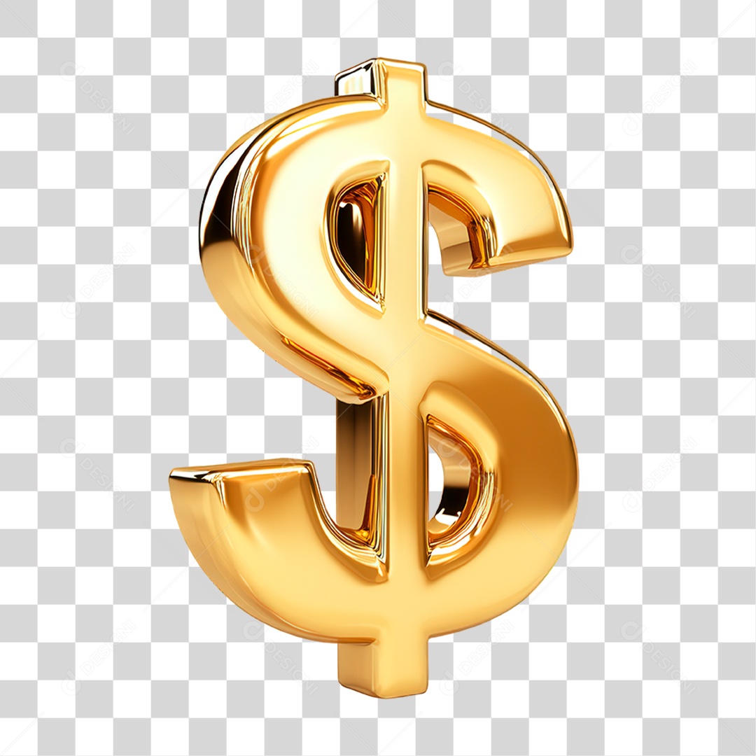 Cifrão Dourado PNG Transparente