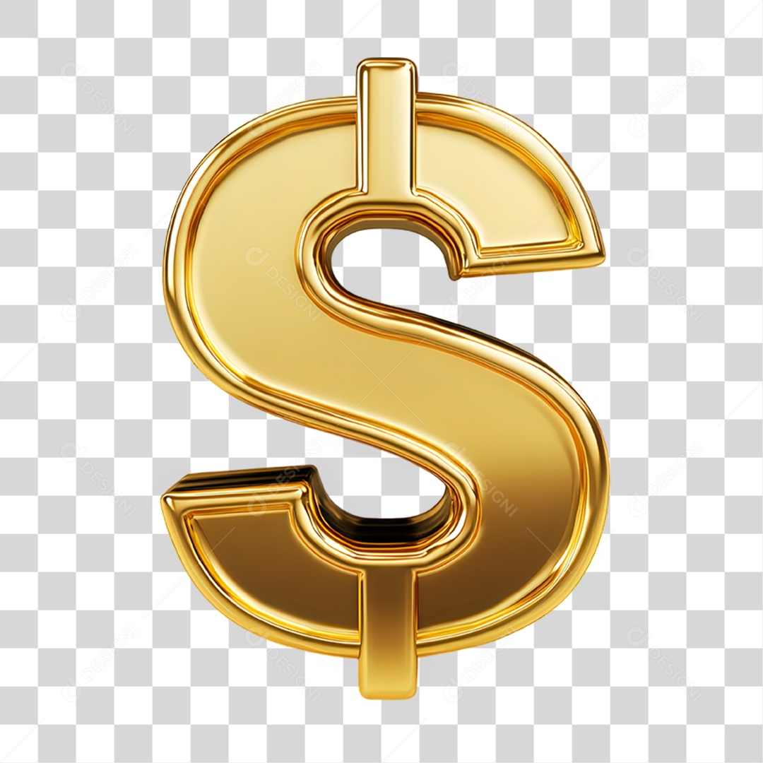 Cifrão Dourado PNG Transparente