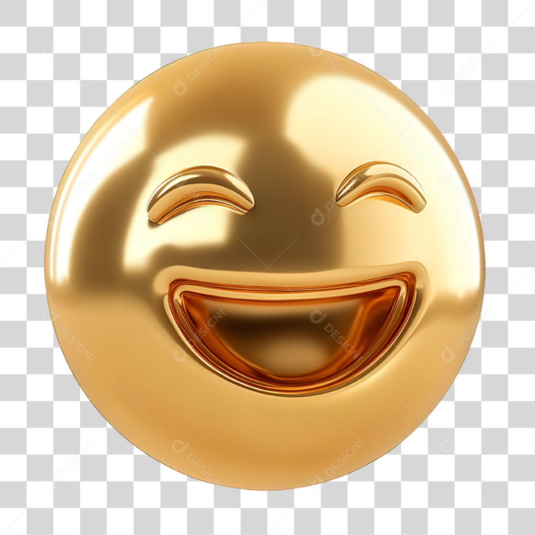 Emoji Dourado Sorrindo PNG Transparente
