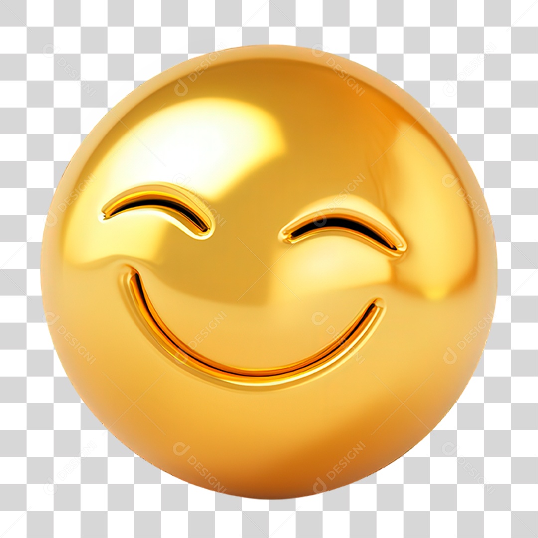 Emoji Dourado Sorrindo PNG Transparente
