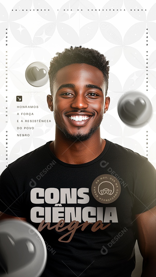 Story Dia da Consciência Negra 20 de Novembro Honramos a Força Social Media PSD Editável