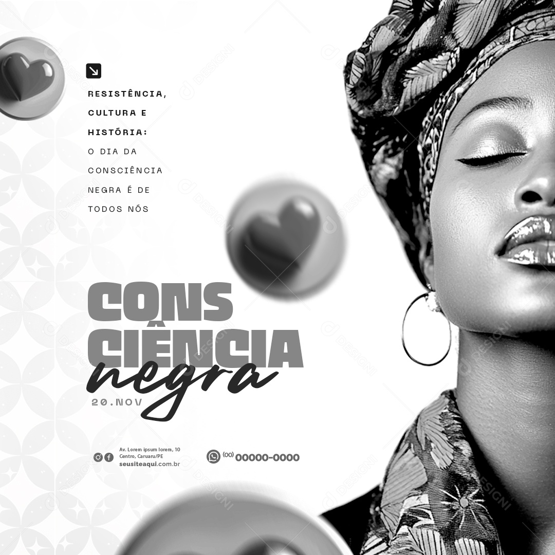 Dia da Consciência Negra 20 de Novembro Cultura e História Social Media PSD Editável