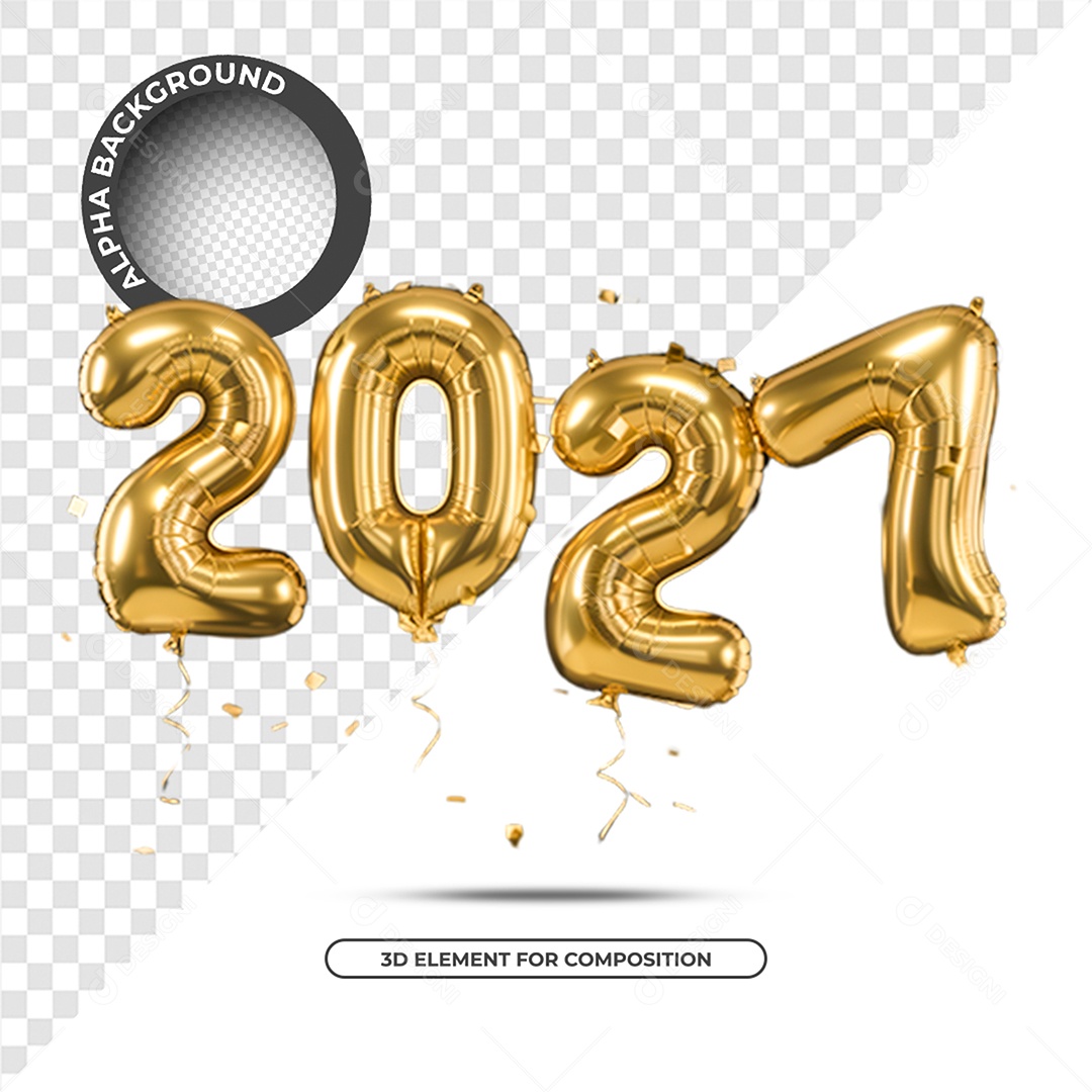 New year 2027 3D Element Golden for PSD Composition