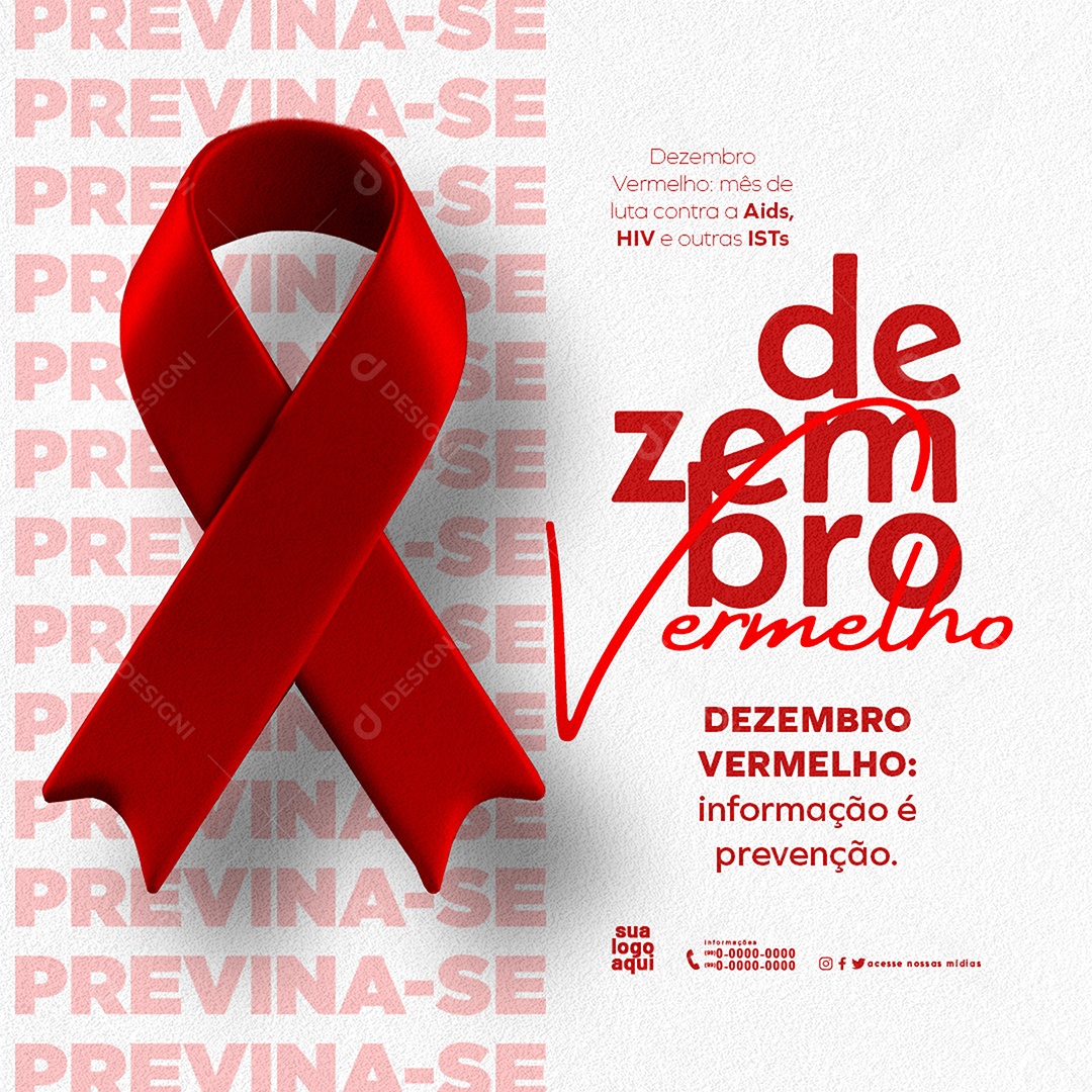 Dezembro Vermelho Mês do Combate prevenção do HIV/Aids Media PSD Editável