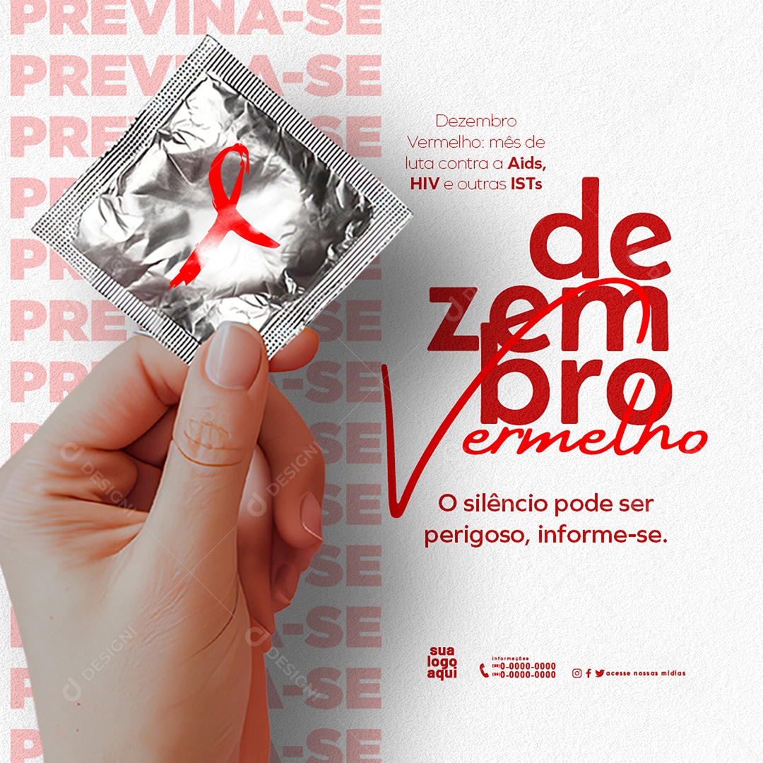 Dezembro Vermelho Mês do Combate prevenção do HIV/Aids Media PSD Editável