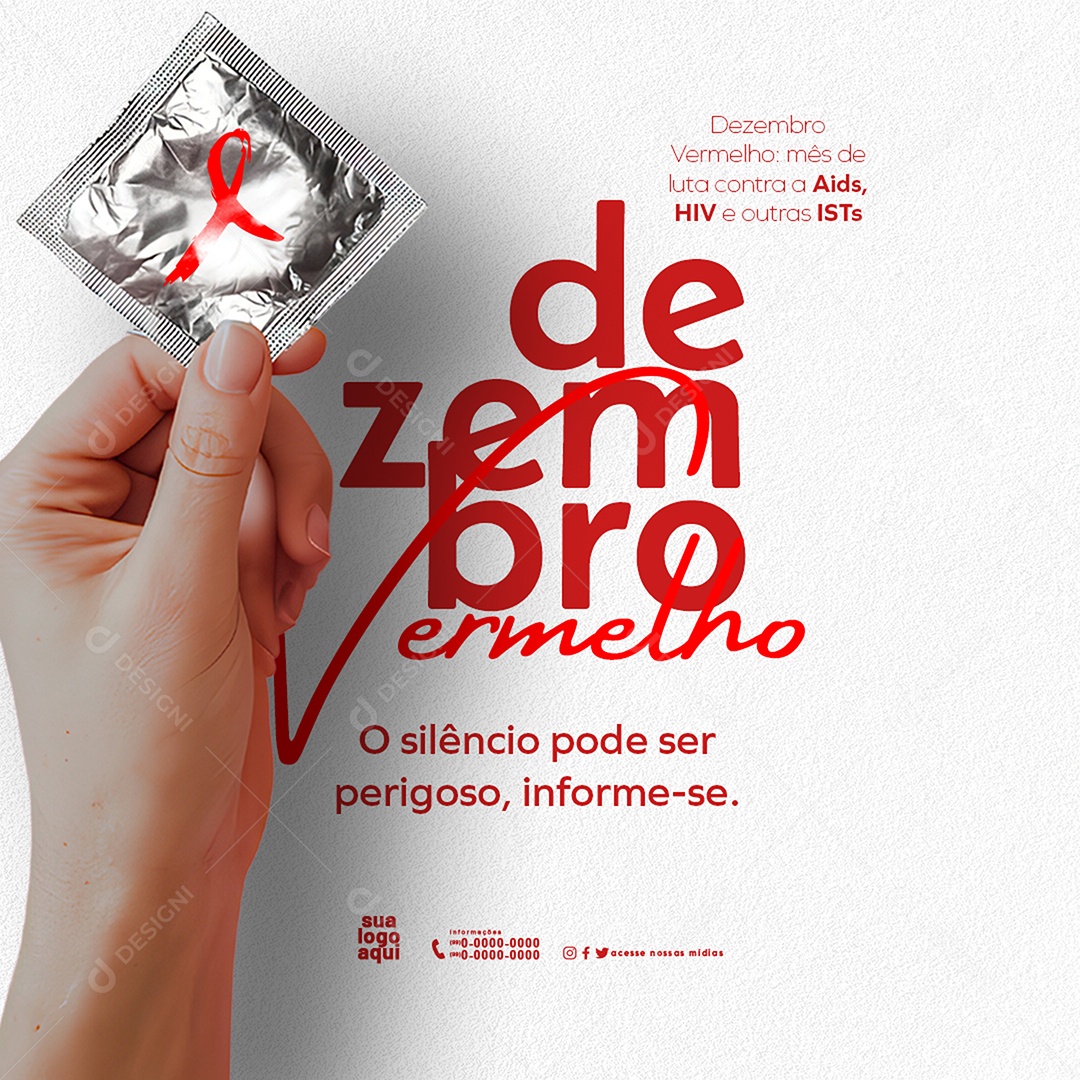 Dezembro Vermelho Mês do Combate prevenção do HIV/Aids Media PSD Editável