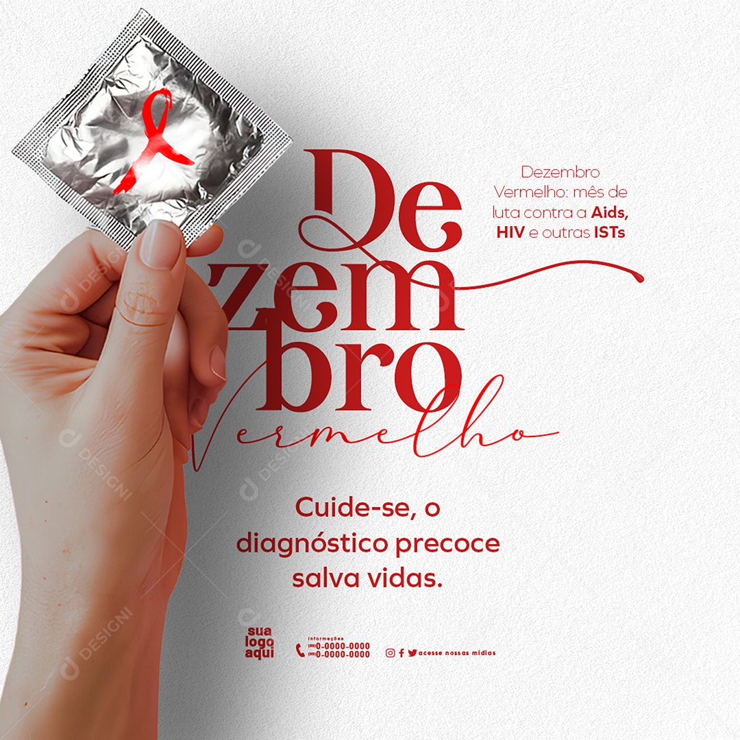 Dezembro Vermelho Mês do Combate prevenção do HIV/Aids Media PSD Editável