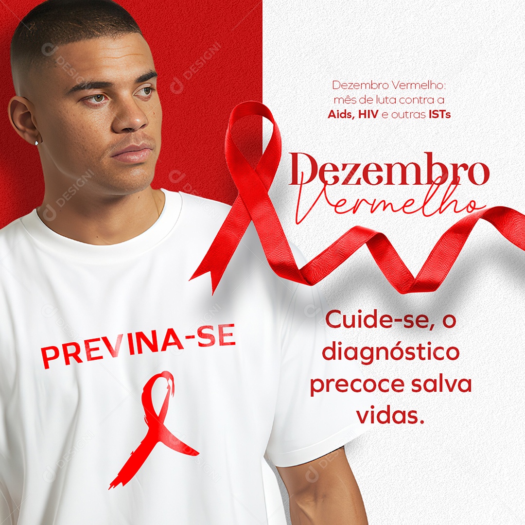 Dezembro Vermelho Mês do Combate prevenção do HIV/Aids Media PSD Editável