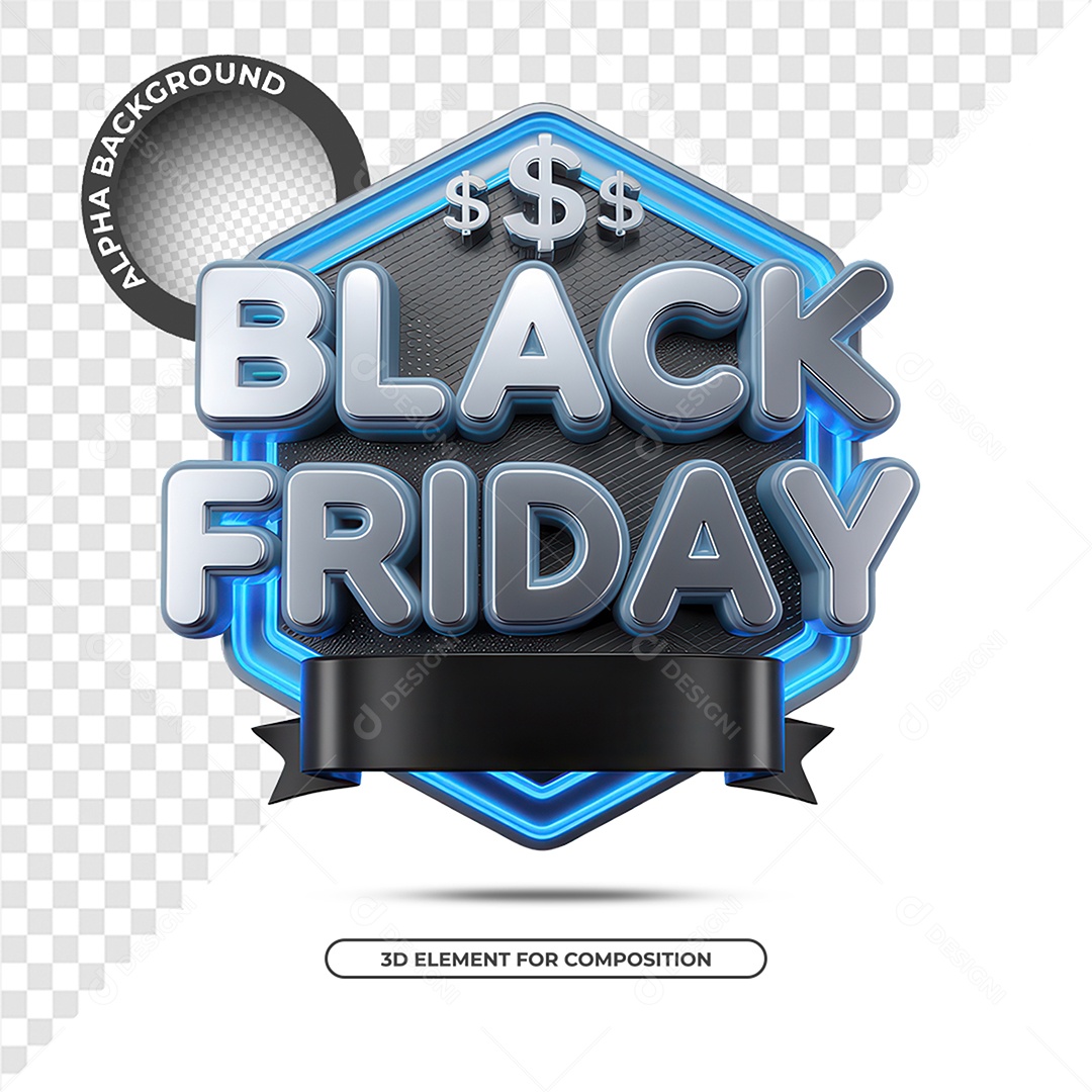 Black Friday Selo 3D para Composição PSD