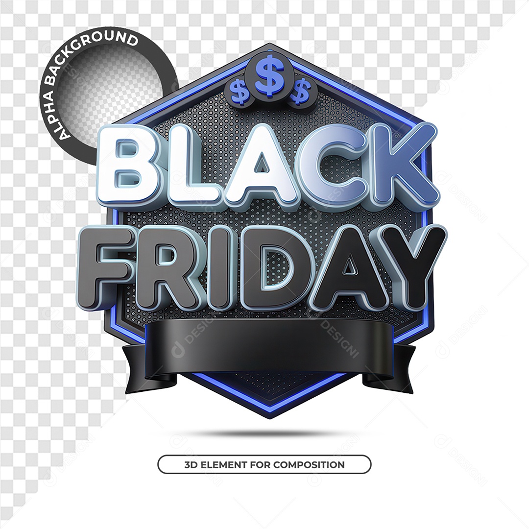 Black Friday Selo 3D para Composição PSD