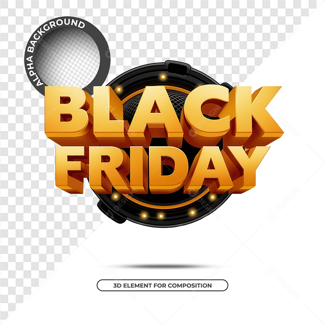 Black Friday Selo 3D para Composição PSD