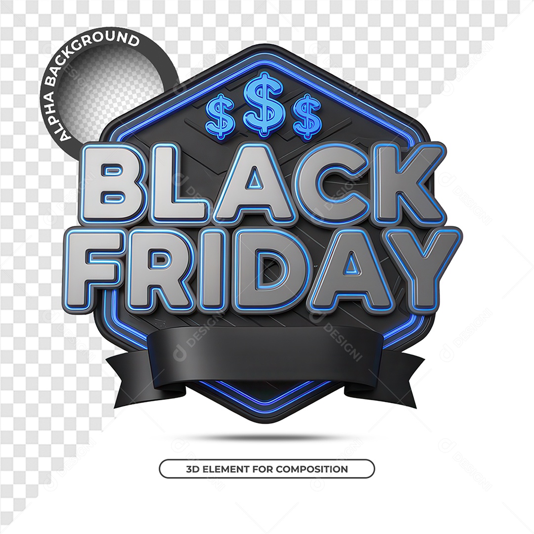 Black Friday Selo 3D para Composição PSD