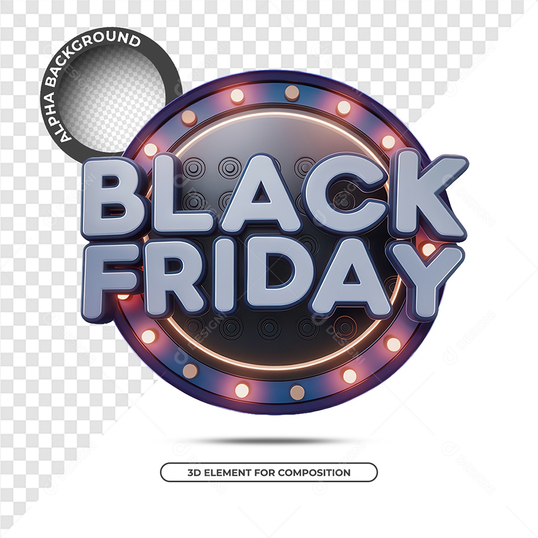 Black Friday Selo 3D para Composição PSD