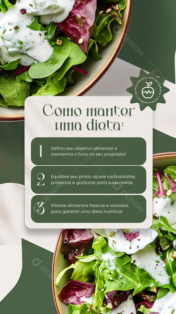 Story Nutricionista Como Manter uma Dieta Social Media PSD Editável