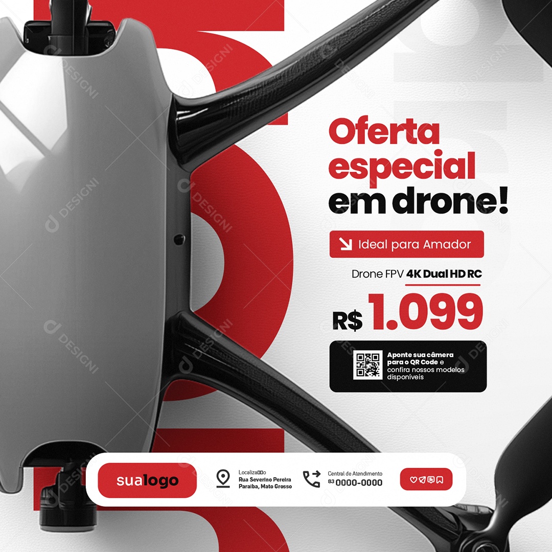 Loja de Drones Oferta Especial em Drone Social Media PSD Editável