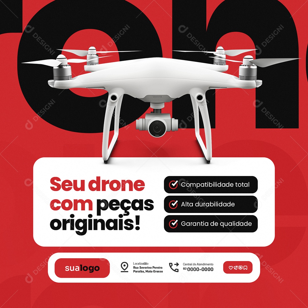 Loja de Drones Seu Drone com Peças Originais Social Media PSD Editável