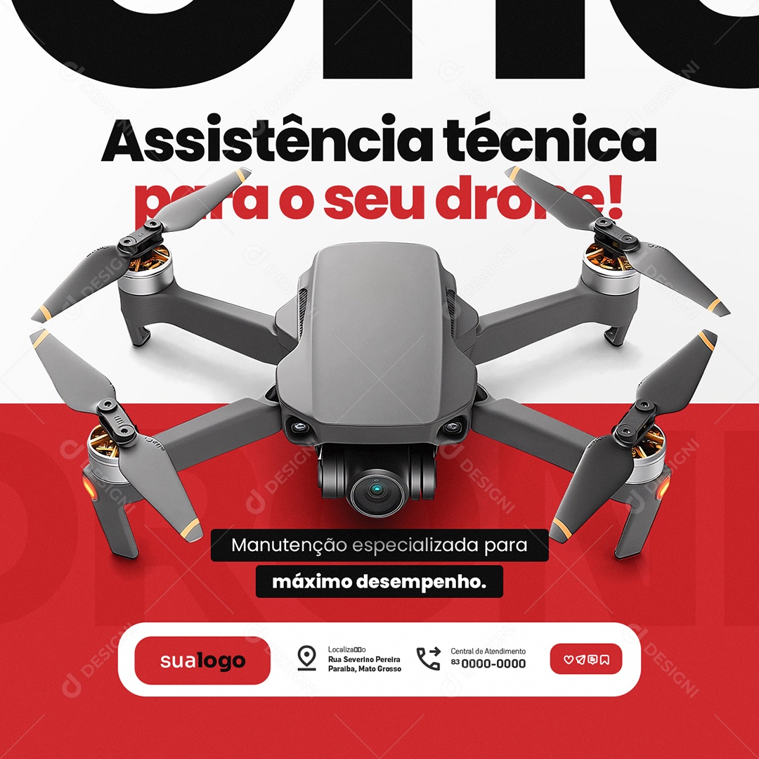 Loja de Drones Assistência Técnica para o Seu Drone Social Media PSD Editável