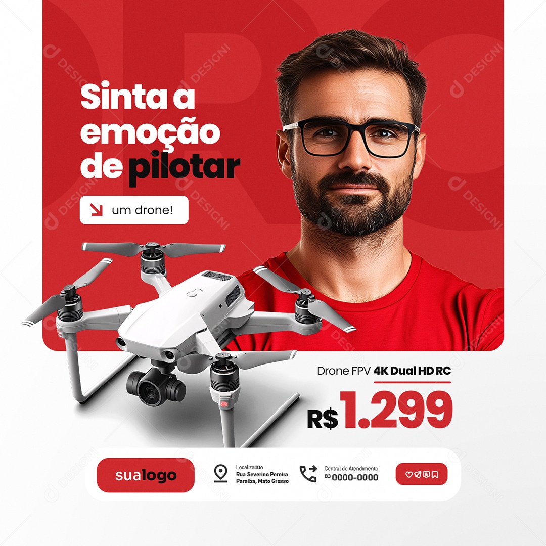 Loja de Drones Sinta a Emoção de Pilotar um Drone Social Media PSD Editável